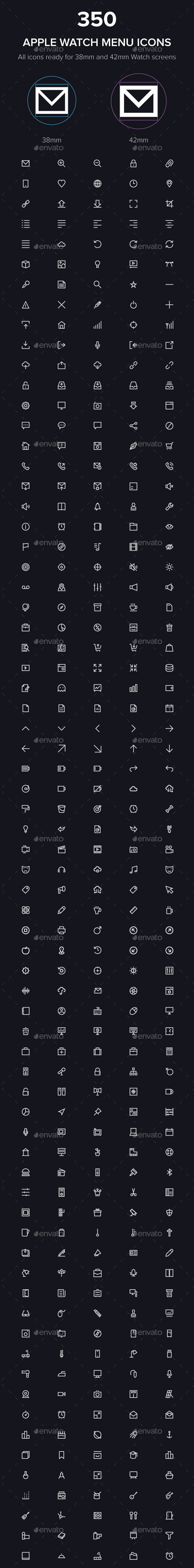 350 Apple Watch Menu Vector Icons - Icons