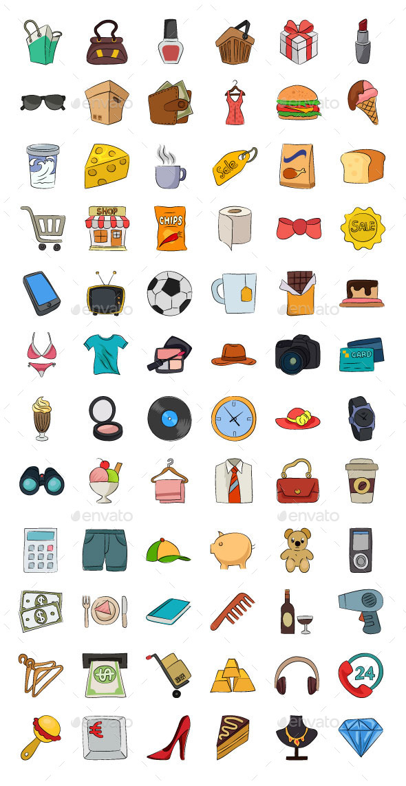 Shopping Hand Drawn Vector Icons - Objects Icons
