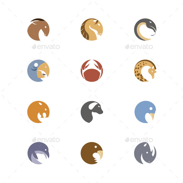 Circle Animal Icons by asaku | GraphicRiver