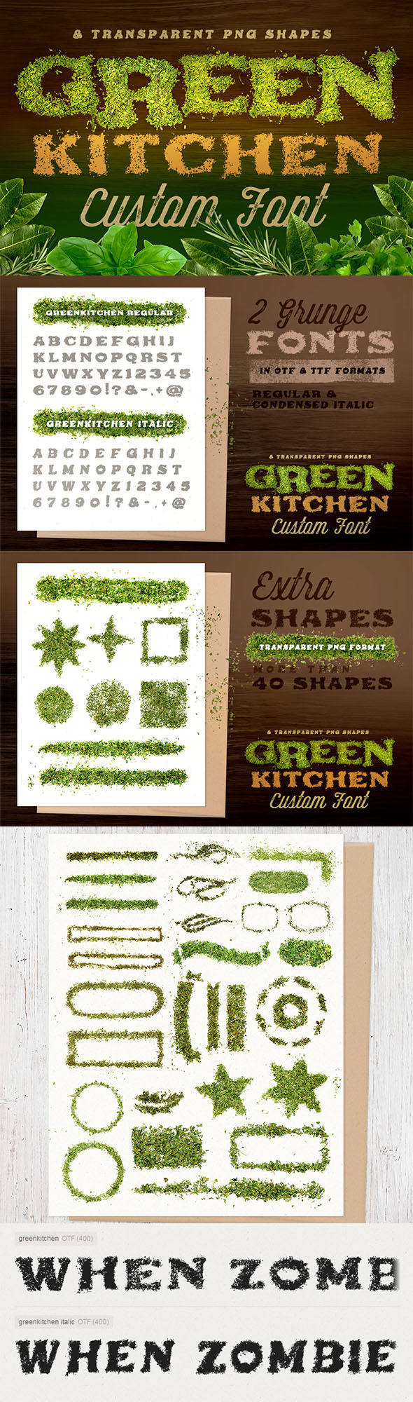Green Kitchen - Custom Fonts - Grunge Decorative