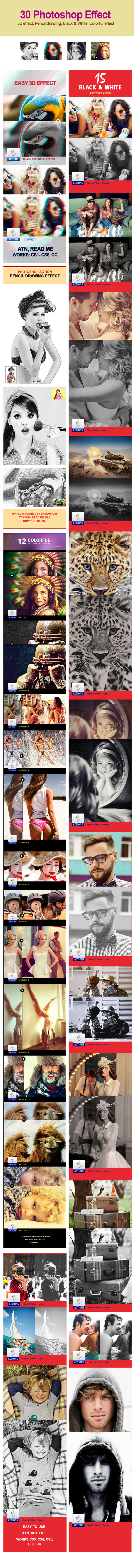 "30 Photoshop Actions Bundle" - Photo Effects Actions