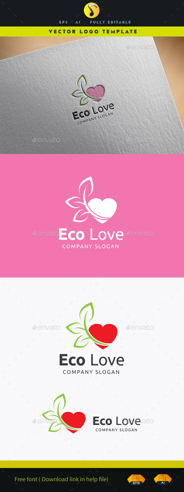 Eco Love Logo - Nature Logo Templates
