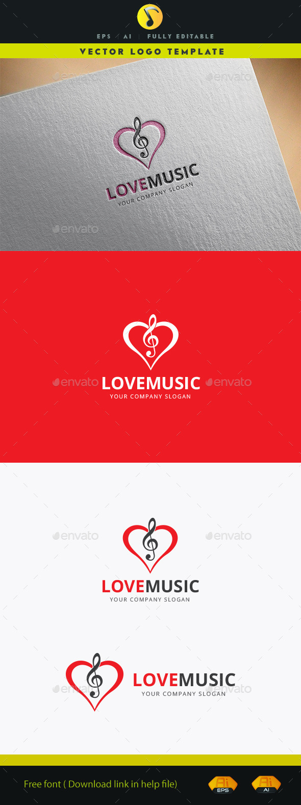 Love Music - Objects Logo Templates