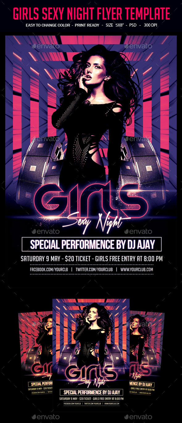 Girls Sexy Night Flyer Template - Clubs & Parties Events