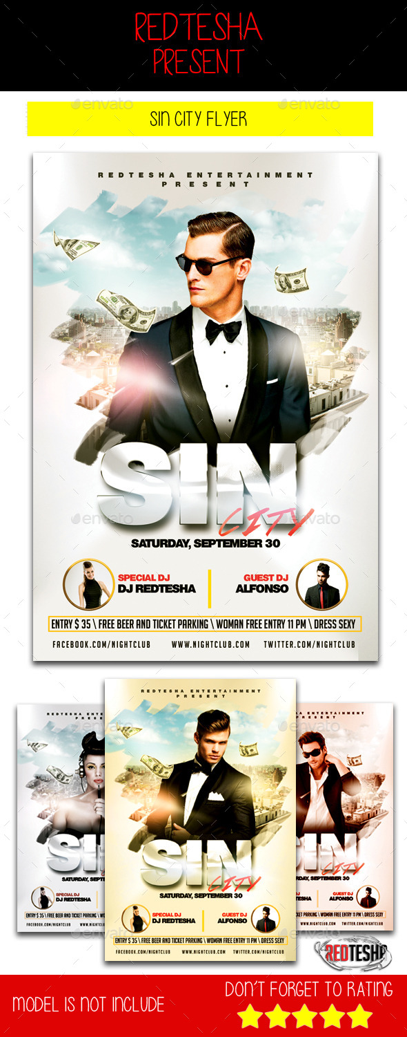 Sin City Flyer - Clubs & Parties Events
