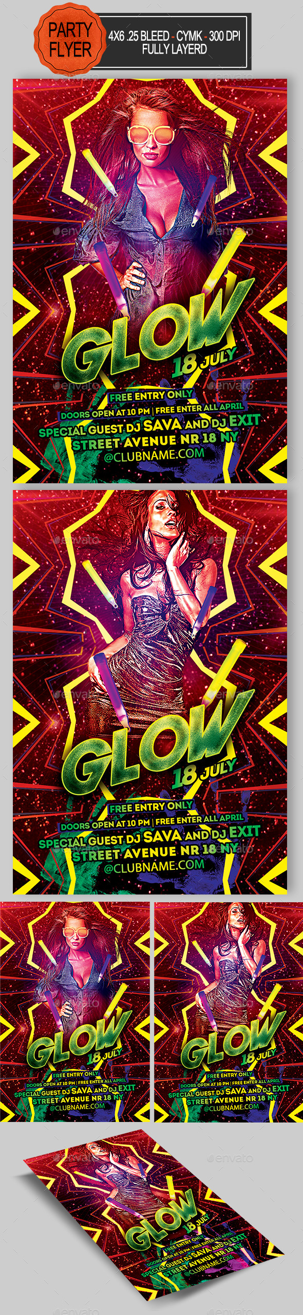 Glow Party Flyer - Clubs & Parties Events