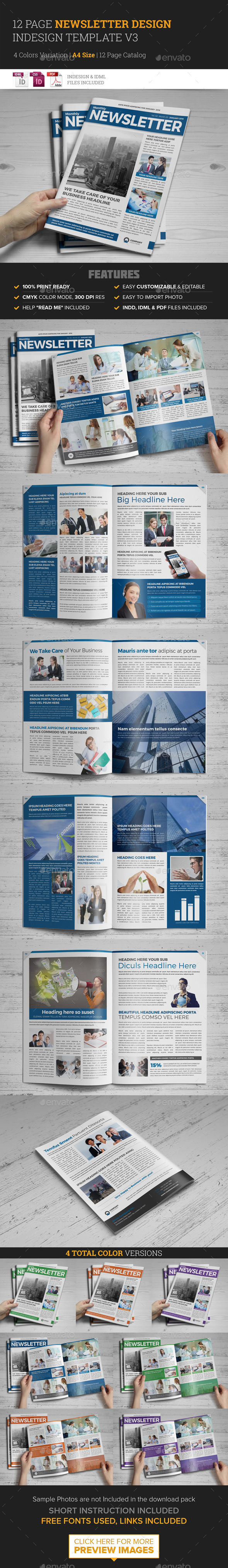 Newsletter Indesign Template v3 - Newsletters Print Templates
