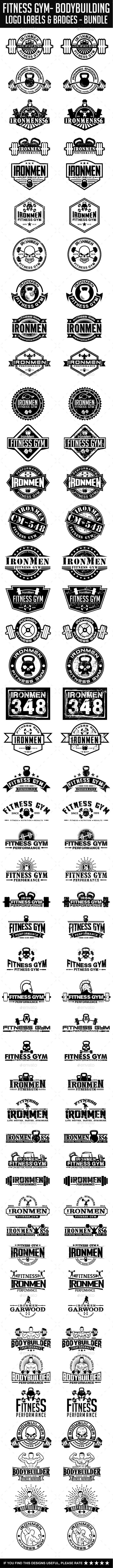 50 Fitness Gym - Bodybuilding Bundle - Badges & Stickers Web Elements