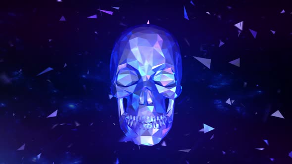 Low Poly Skull Halloween Background 4K