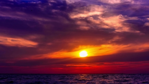 Amazing Sunrise On The Beach With Beautiful Sky In