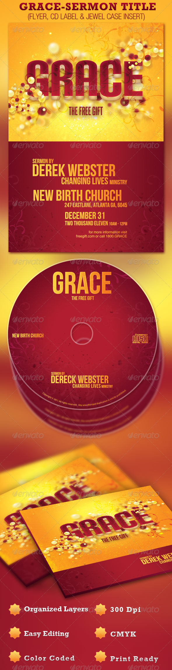 Grace Church Flyer and CD Template - Church Flyers