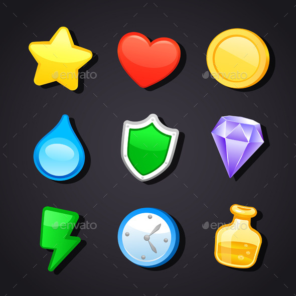 Game Art Design Icons - Web Elements Vectors