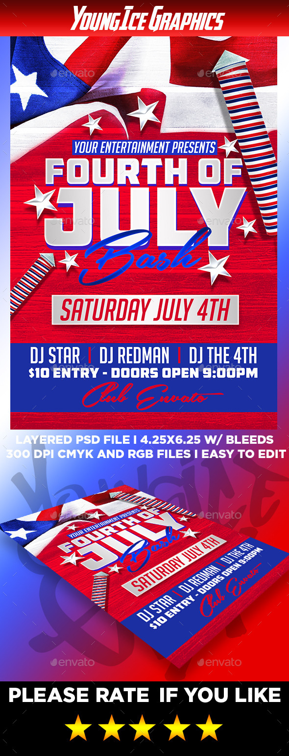 4th of July Bash Flyer Template - Clubs & Parties Events