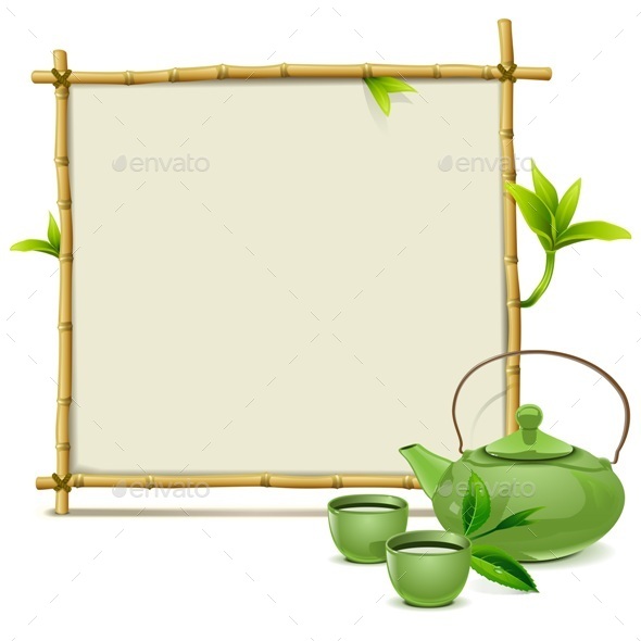 Bamboo Frame with Green Tea - Food Objects