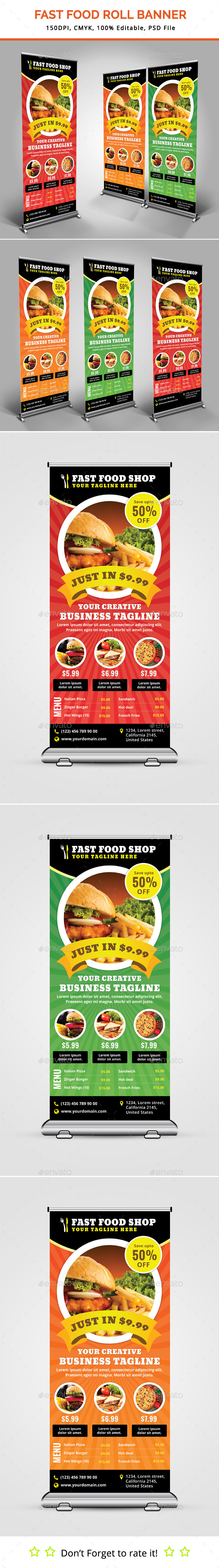 Fast Food Roll Up Banner - Signage Print Templates