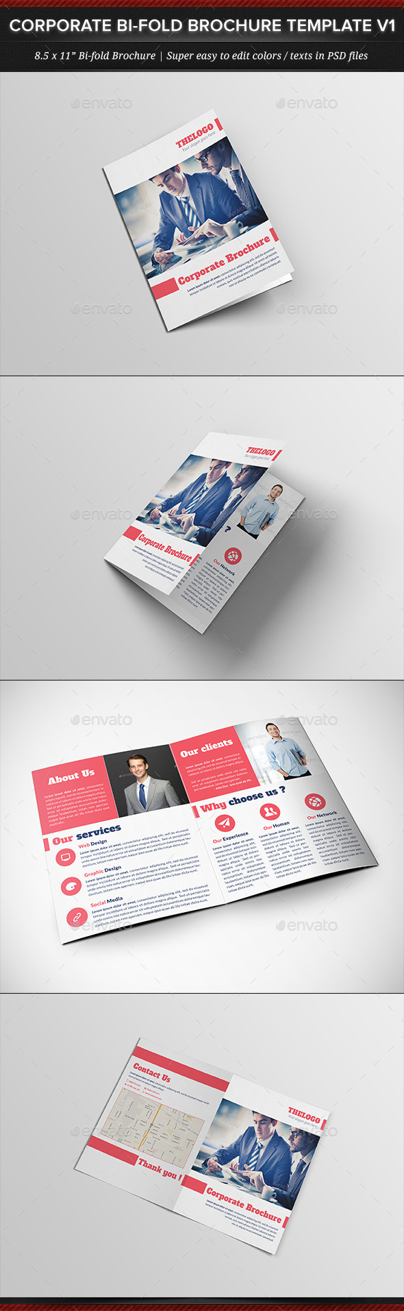Corporate Business Bi-fold Brochure Template V1 - Corporate Brochures