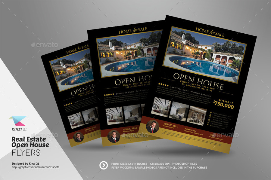 Real Estate Open House Flyer Templates, Print Templates | GraphicRiver