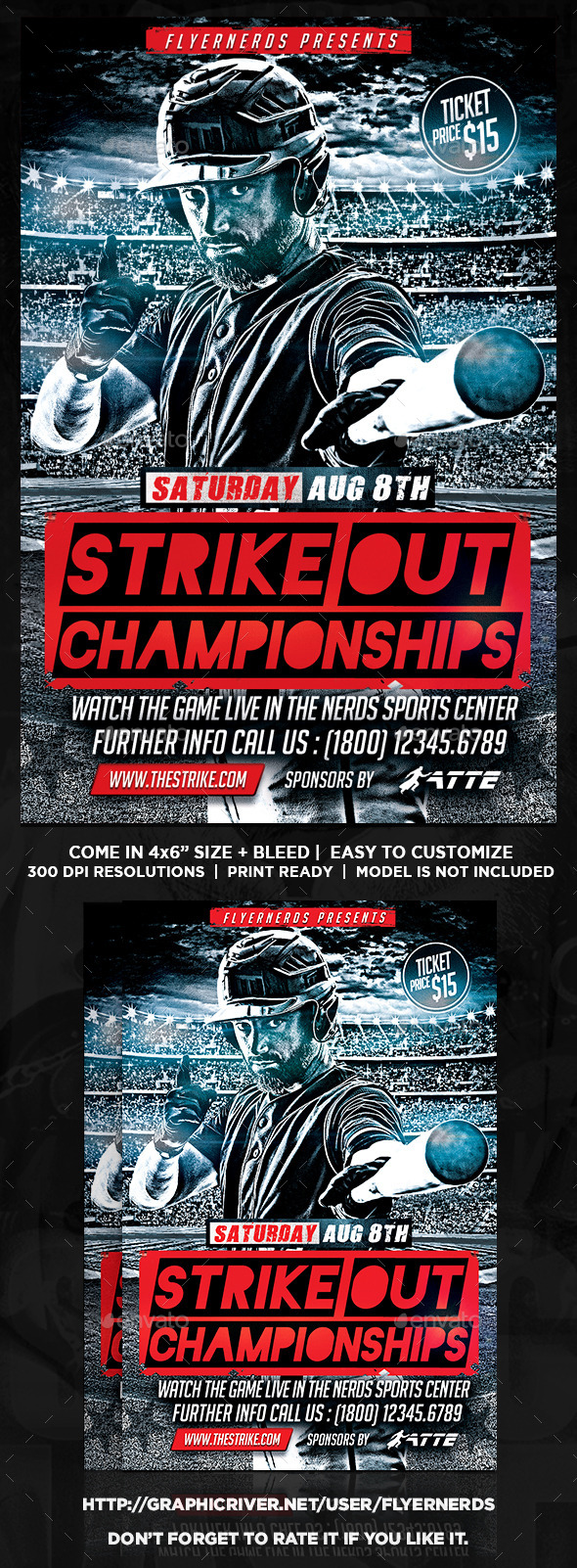 Baseball Strike Out Championships Sports Flyer - Sports Events