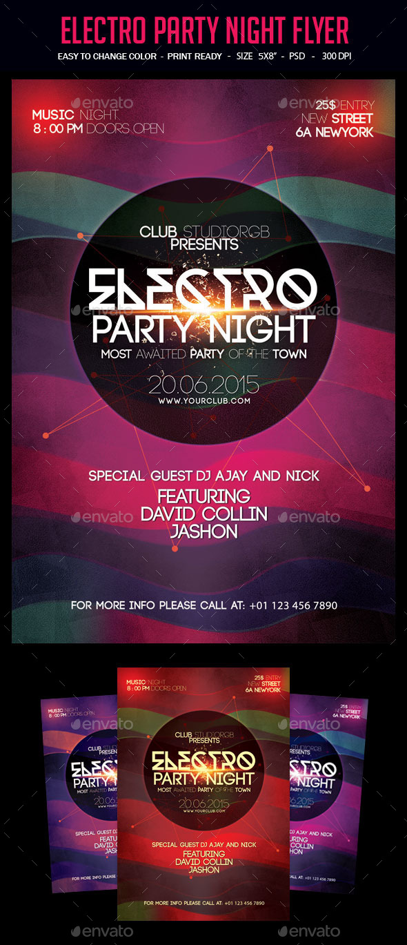 Electro Party Night Flyer - Clubs & Parties Events