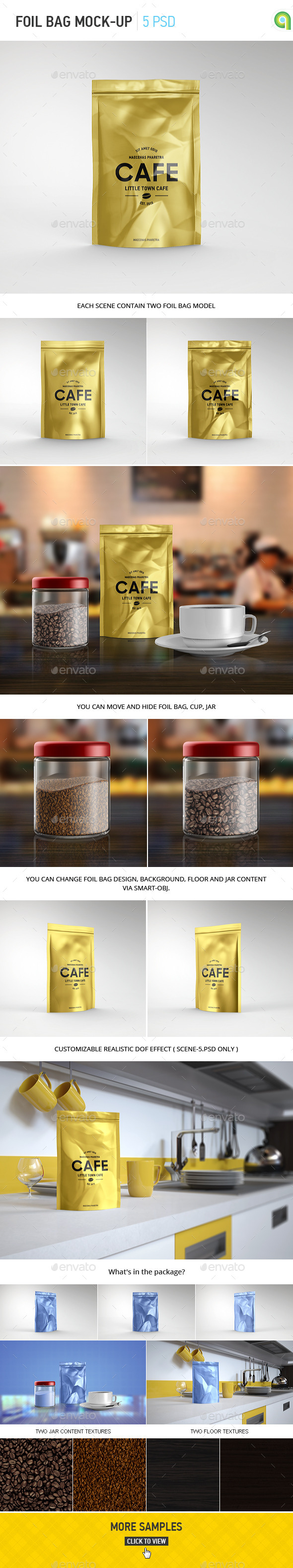 Foil Bag Pack Mockup - Food and Drink Packaging