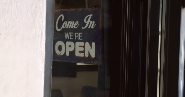 Closing The Door And Changing Shop-sign, Stock Footage | VideoHive