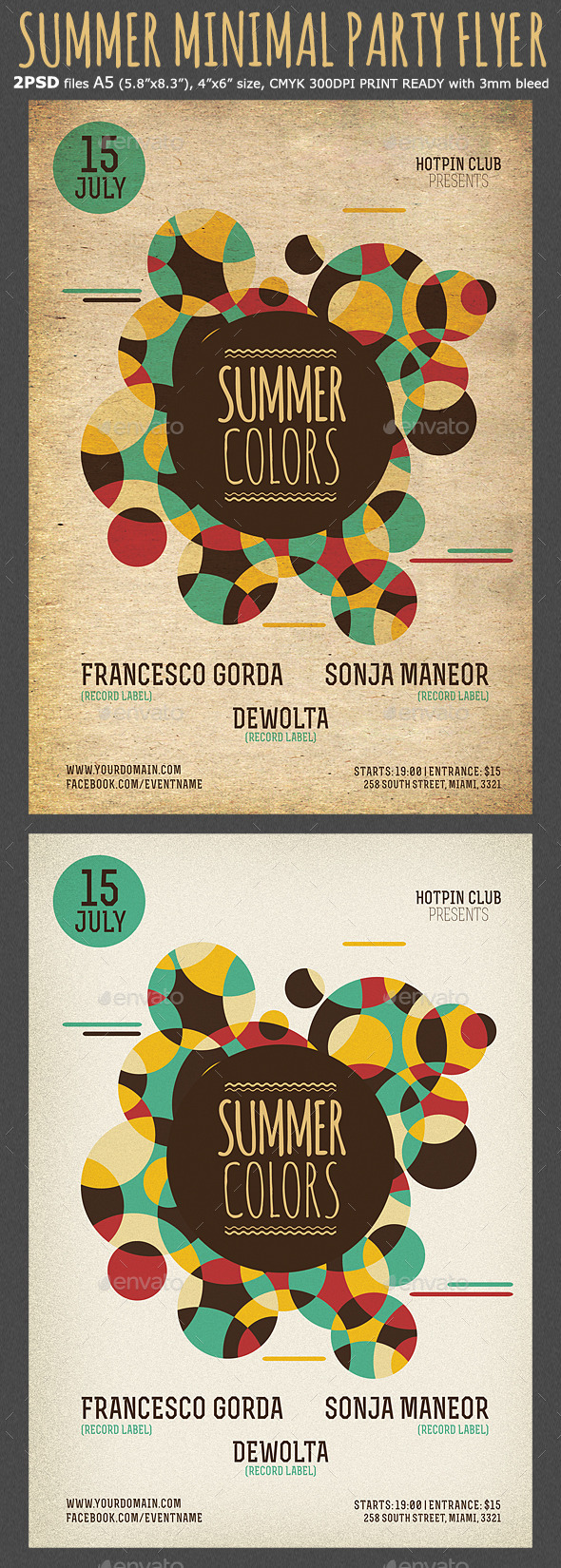Summer Colors Minimal Party Flyer Template - Clubs & Parties Events