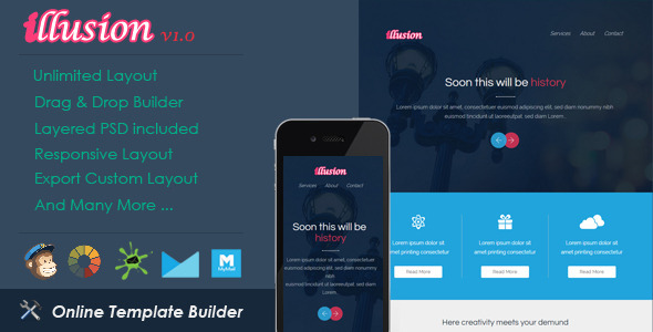 Illusion - Responsive Email + Drag & Drop Builder