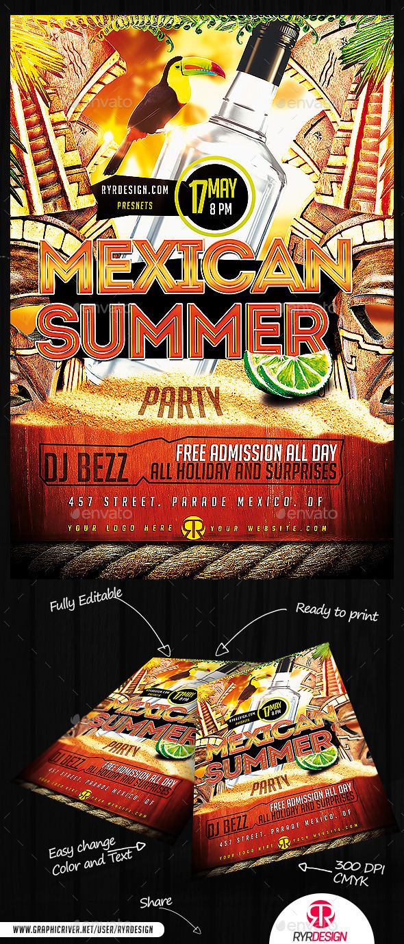 Summer Mexican Party PSD Flyer - Events Flyers