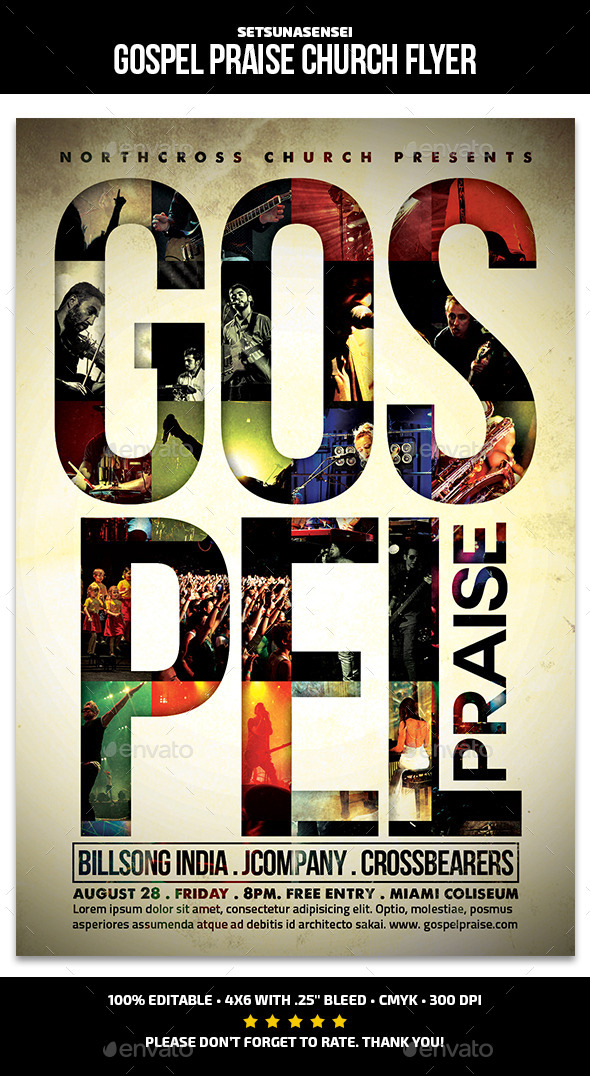Gospel Praise Church Flyer - Church Flyers