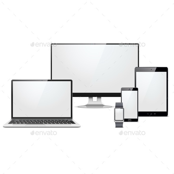 Vector Modern Electronic Devices Set - Computers Technology