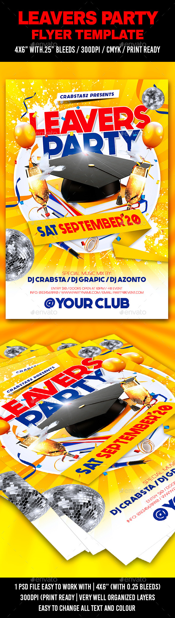 Leavers Party Flyer Template - Flyers Print Templates