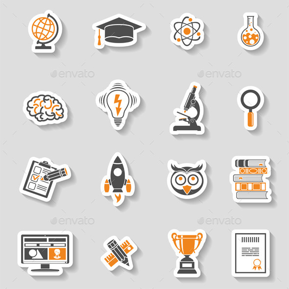 Education Icon Sticker Set - Web Technology