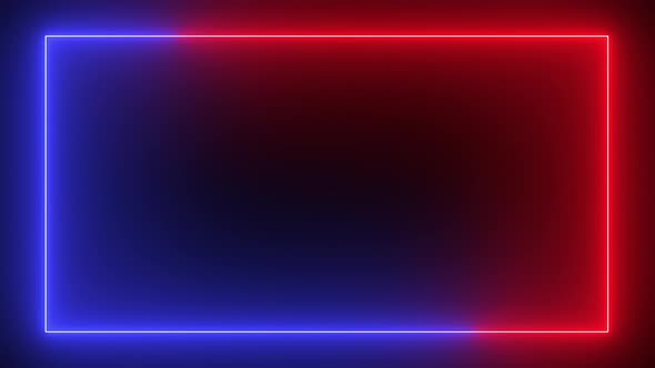 Red and blue neon effect rectangle frame line seamless looping video