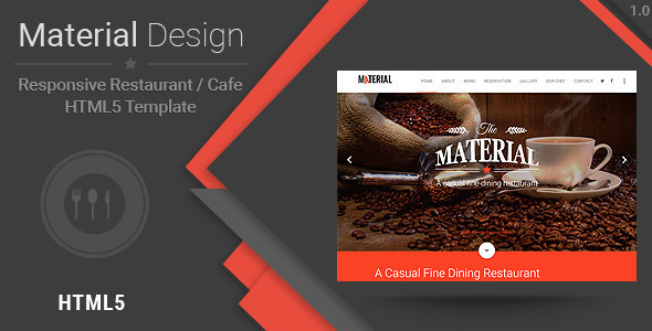 Incredible Material-Responsive Restaurant/Cafe HTML Template