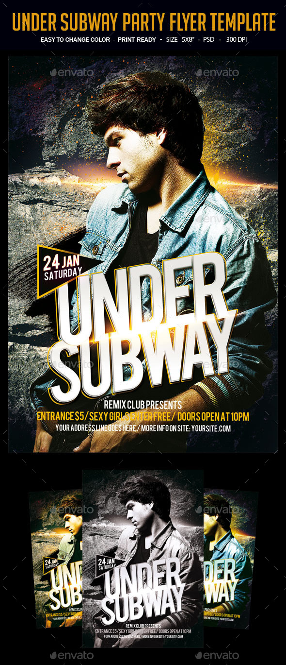 Under Subway Party Flyer Template - Clubs & Parties Events