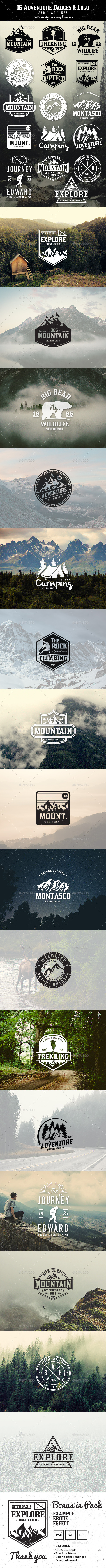 16 Adventure Badges & Logo - Badges & Stickers Web Elements