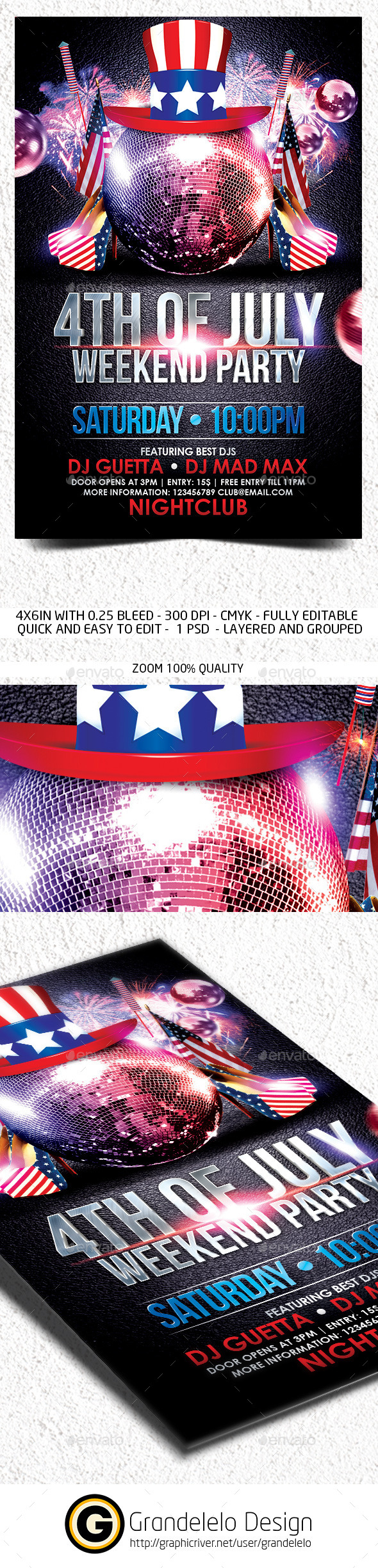 4th July Weekend Flyer Template - Clubs & Parties Events