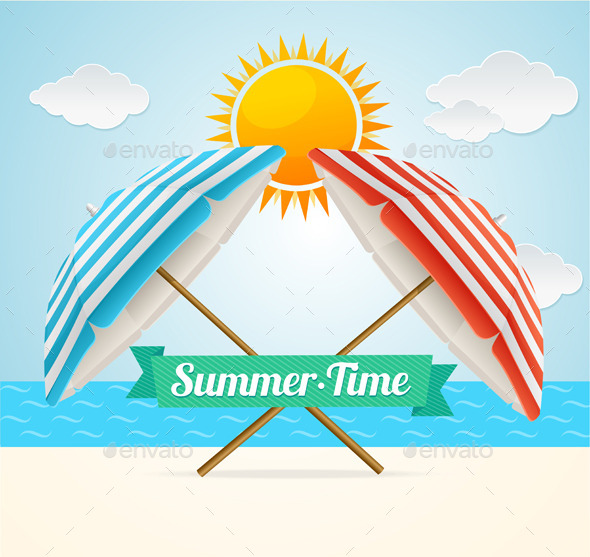 Beach Umbrella Summer Card - Travel Conceptual