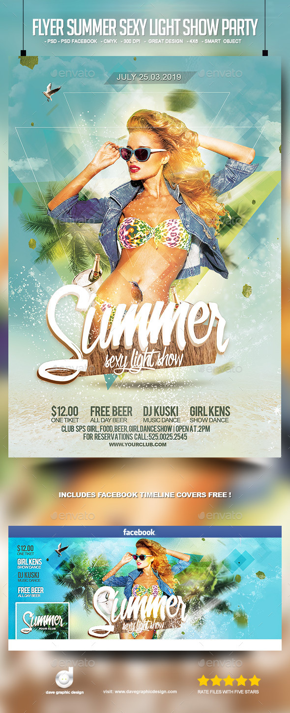 Flyer Summer Sexy Light Show Party - Clubs & Parties Events