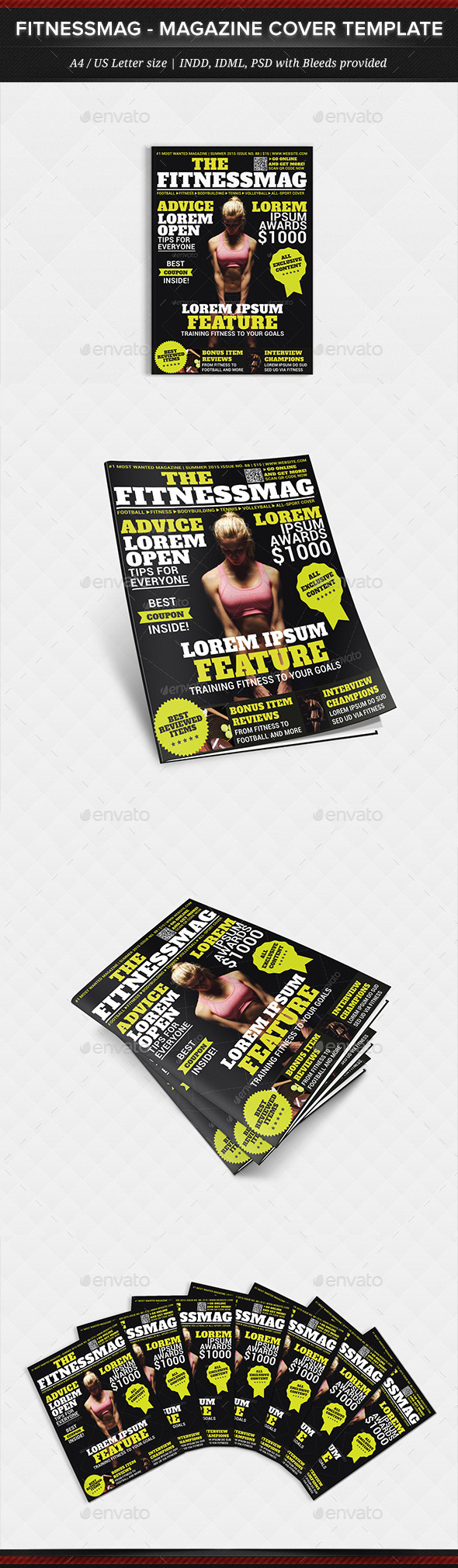 FitnessMag - Multipurpose Magazine Cover Template - Magazines Print Templates