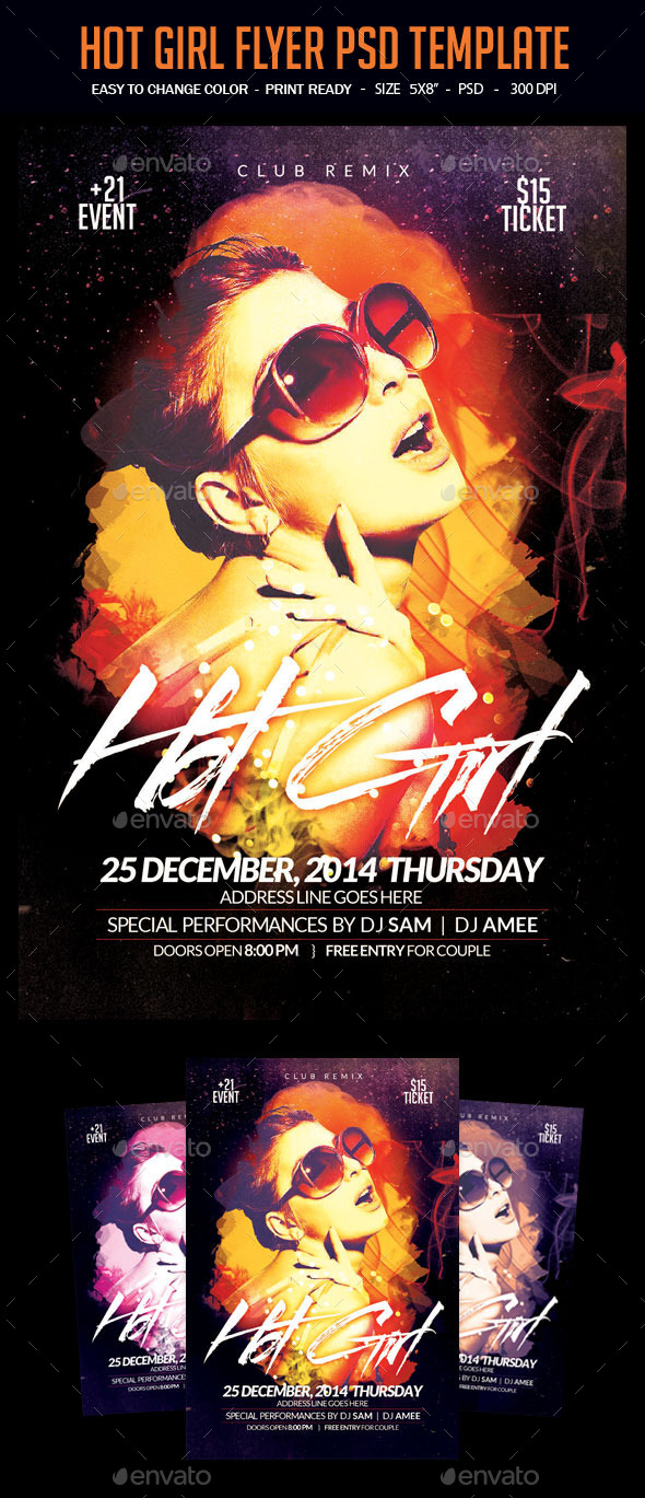 Hot Girl Flyer PSD Template - Clubs & Parties Events