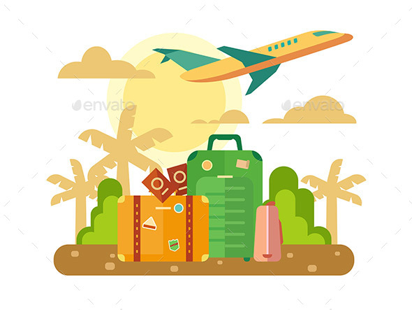 Summer Vacation Travel Flat Illustration - Travel Conceptual