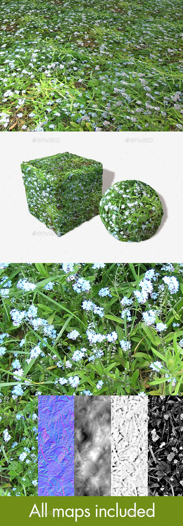 Pale Blue Flowers - 3Docean 11981592