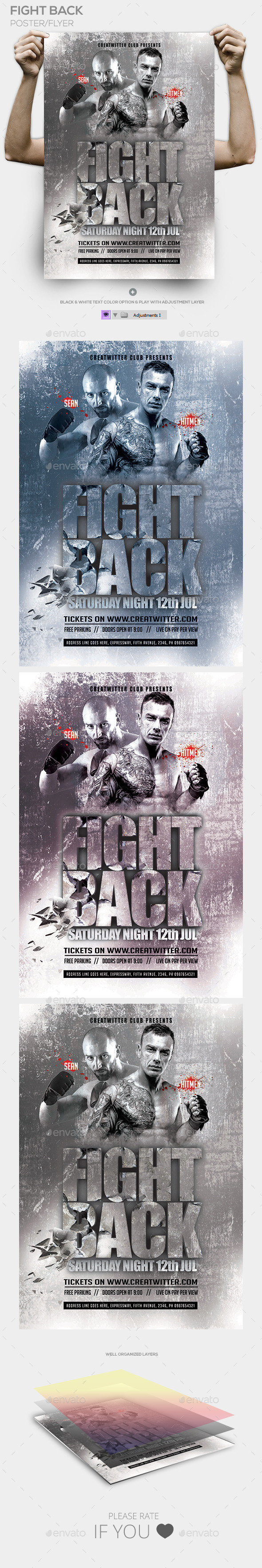 Fight Back PSD Flyer / Poster - Sports Events