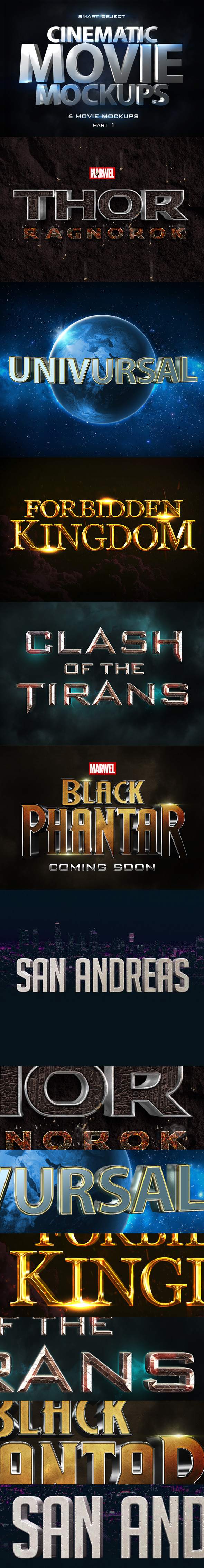 Cinematic 3D Movie Mockups V2 - Text Effects Styles
