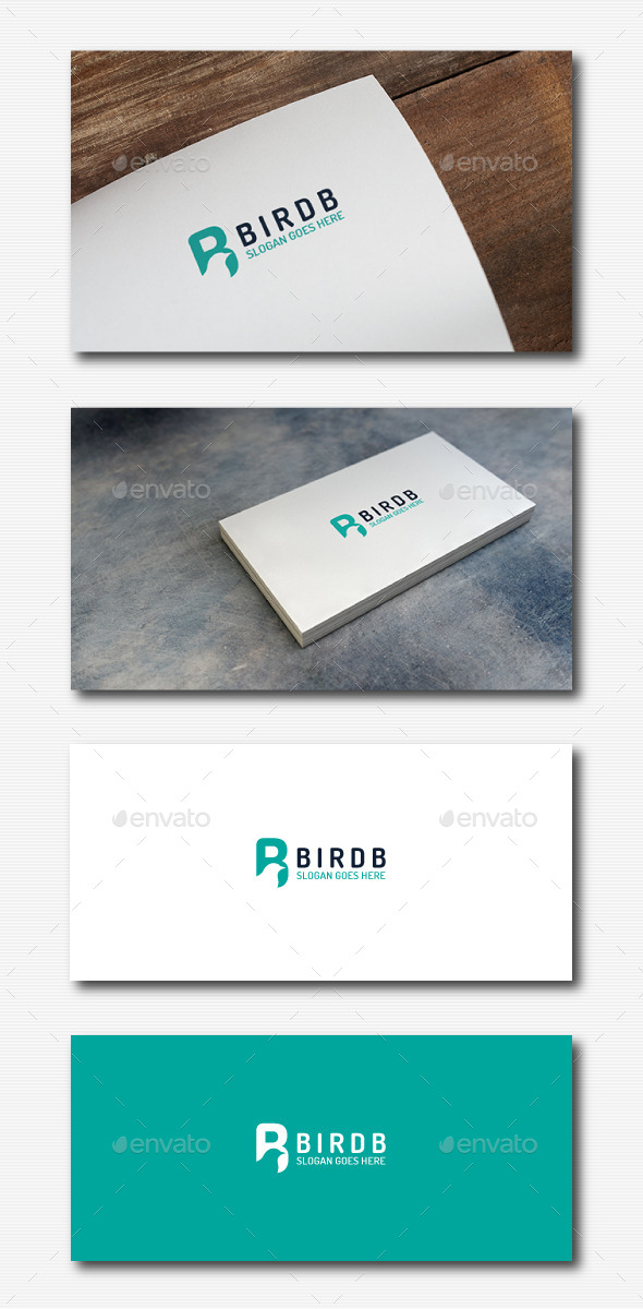 Bird B Negative Logo - Animals Logo Templates