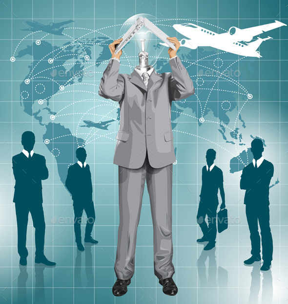 Vector Business Man Hides Under The Laptop - Concepts Business