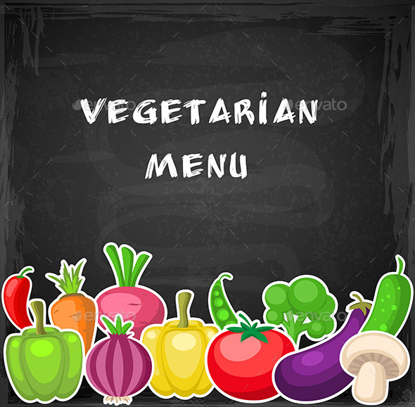 Vegetables on a Chalkboard - Food Objects
