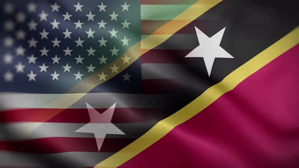 USA Saint Kitts And Nevis Flag Loop Background 4K