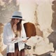 Caucasian Woman in Summer Hat and Sunglasses Examining Ancient Columns - VideoHive Item for Sale